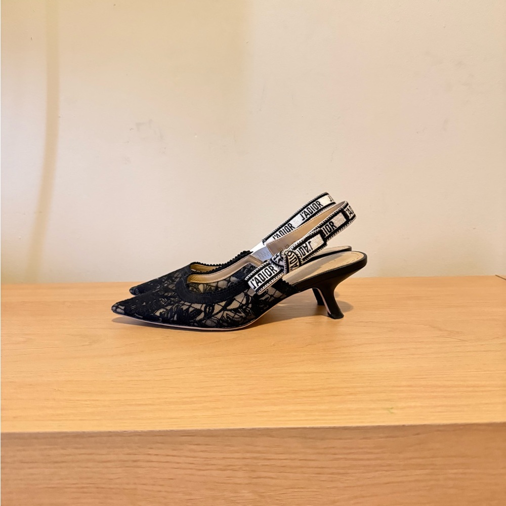 Christian Dior Elegant Black Lace Slingback Heels size 8/39